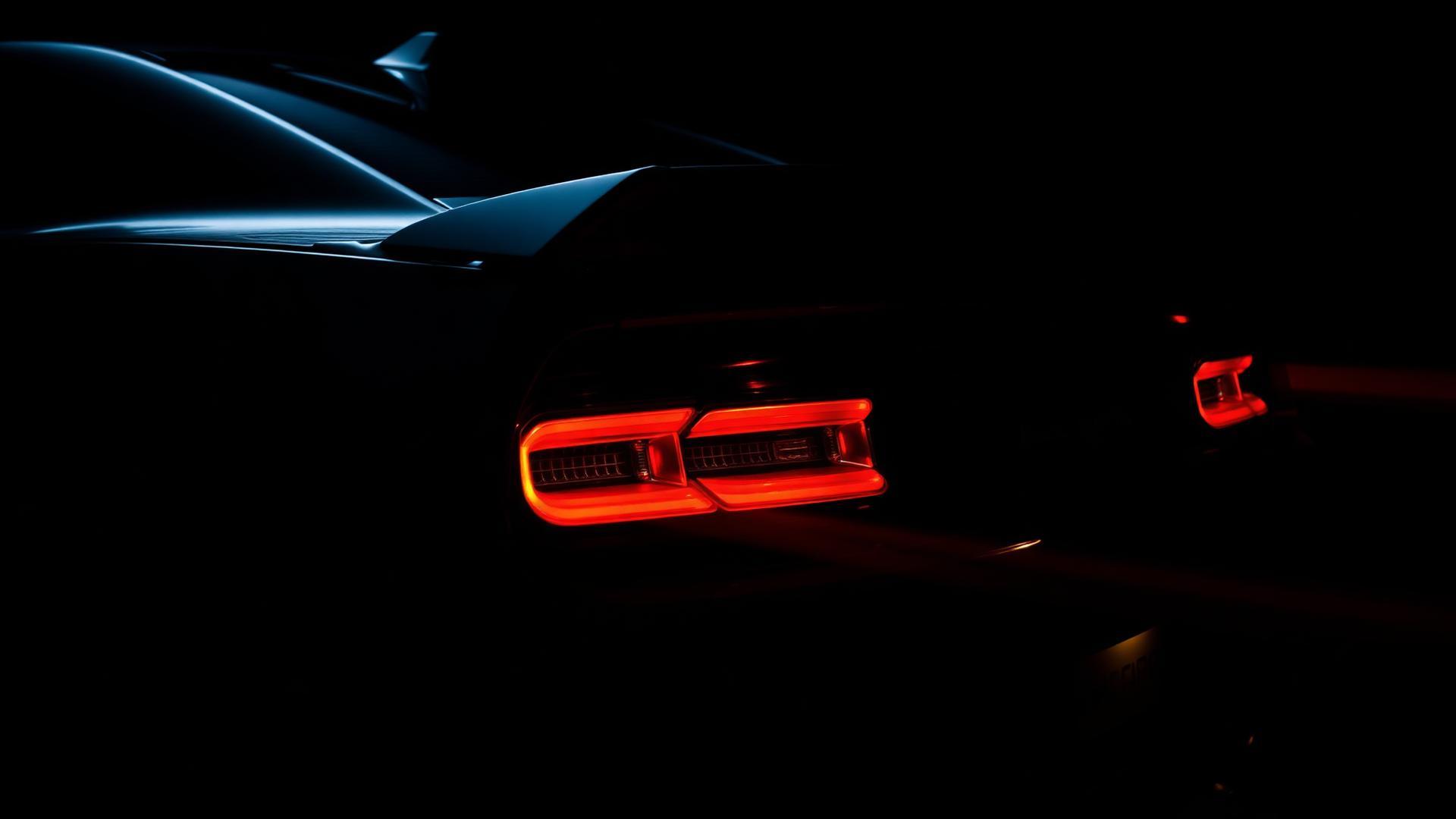 Muscle car with glowing sequential tail lights